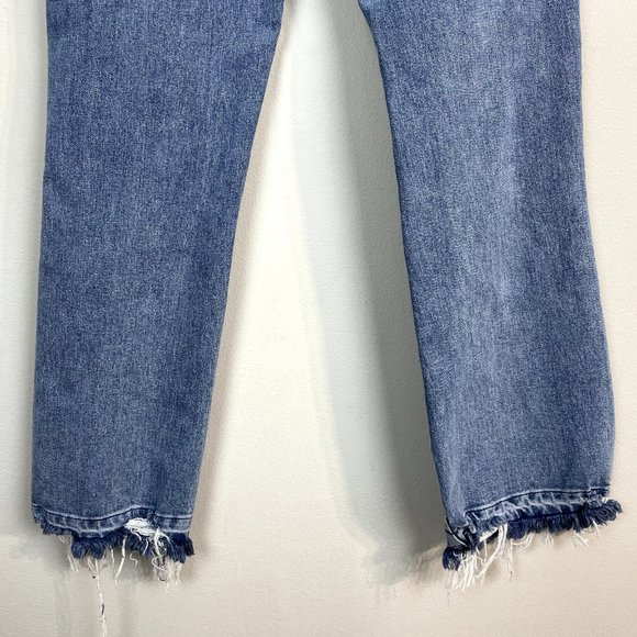 We the Free People Jeans Womens 25 Blue Distressed Cropped Button Fly Stretch - Picture 7 of 10